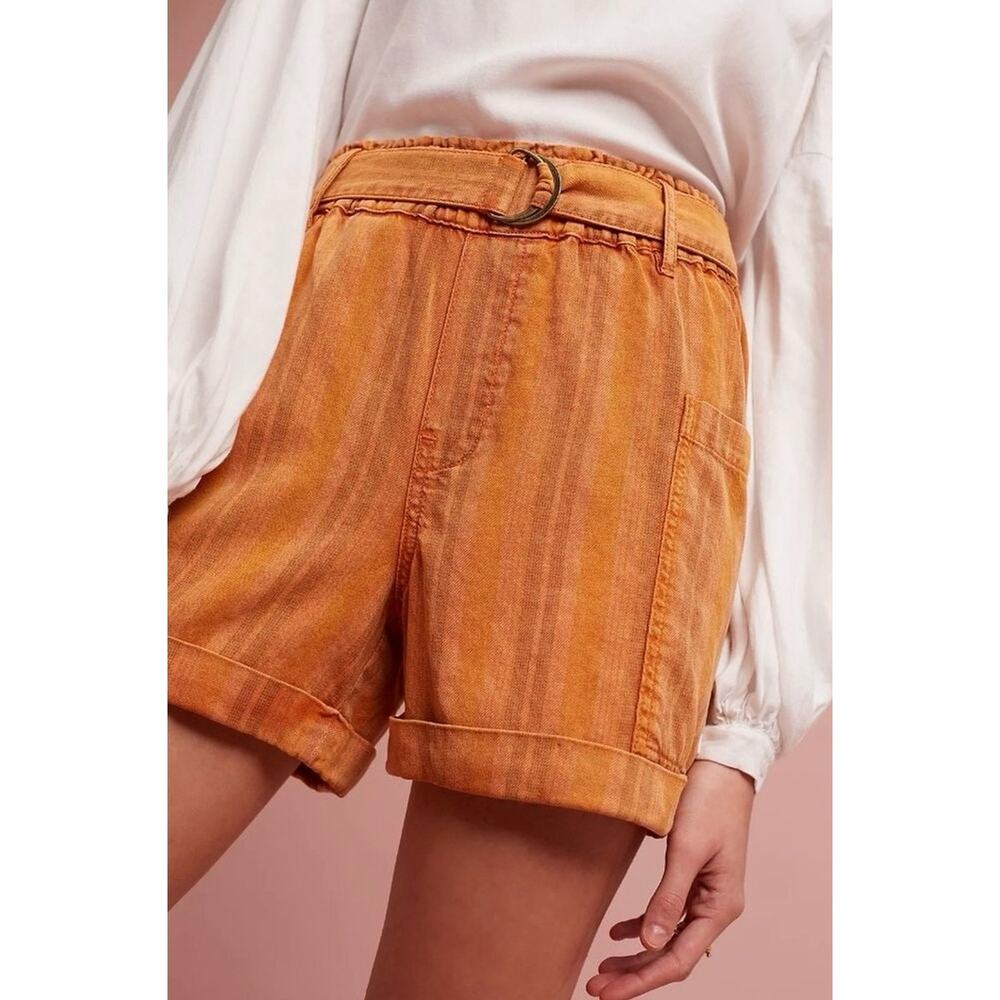 Hei Hei Anthropologie Tahiti Orange Cotton Striped Shorts Size Small